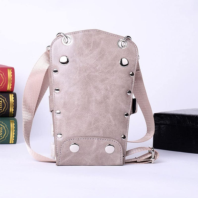 boshiho Scissors Pouch PU Leather Salon Barber Hairdressing Scissors Holster Hair Stylist Tools Bag Comb Shear Holster Waist Shoulder Belt (Khaki) - Image 4